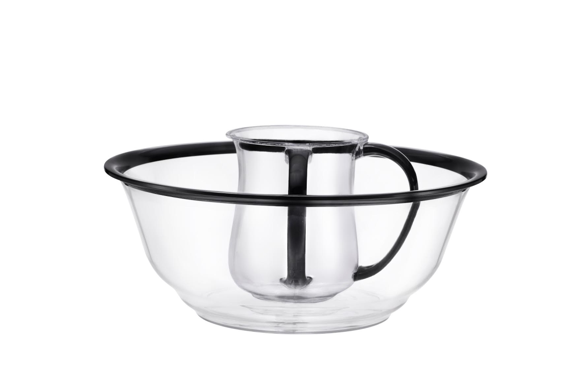 Acrylic Washing Cup Set - Clear with Black Rim - Ideal for Ritual Use