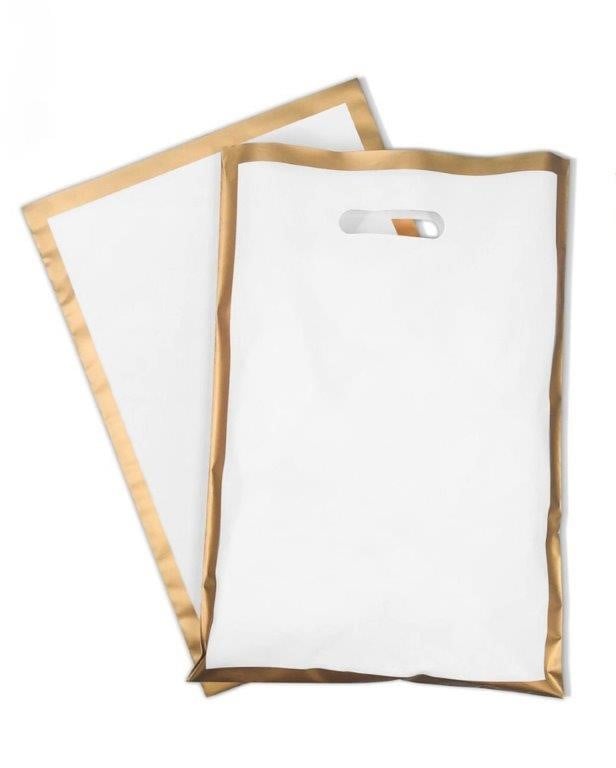 6116- 1 Elegant White Bag with 50 PP Gold Frame - Small