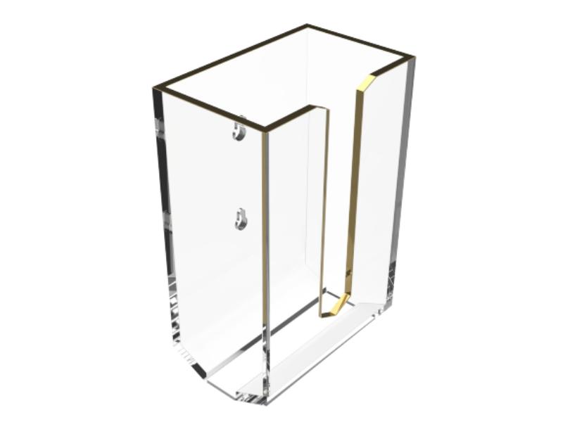 60527 Acrylic Tissue Box with Gold Rim