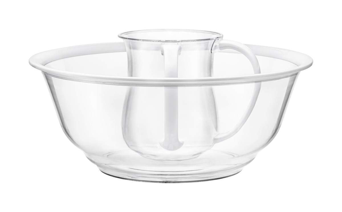 60549 Acrylic Washing Cup Set with White Rim, Clear