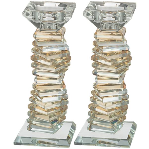 Picture of Art Judaica 80031 9 cm Crystal Elegant Candlesticks - Gold