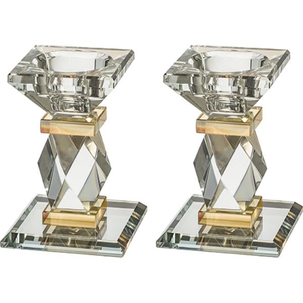 Picture of Art Judaica 40843 10 cm Crystal Elegant Candlesticks - Set of 2