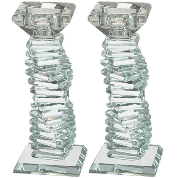 Picture of Art Judaica 80032 9 cm Crystal Elegant Candlesticks - Gold - Set of 2