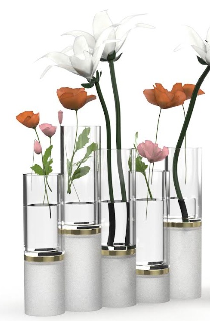 55055 Five-Section Acrylic Flower Vase - Gold Accent Ring