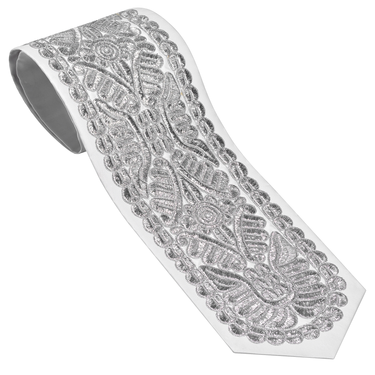 55059 3.5 in. Gifluchten Silver Embroidered Atarah