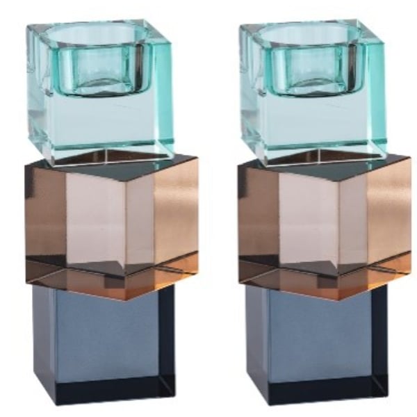 55084 6 in. Colored Crystal Candlesticks & Tealight Holders - Reversable