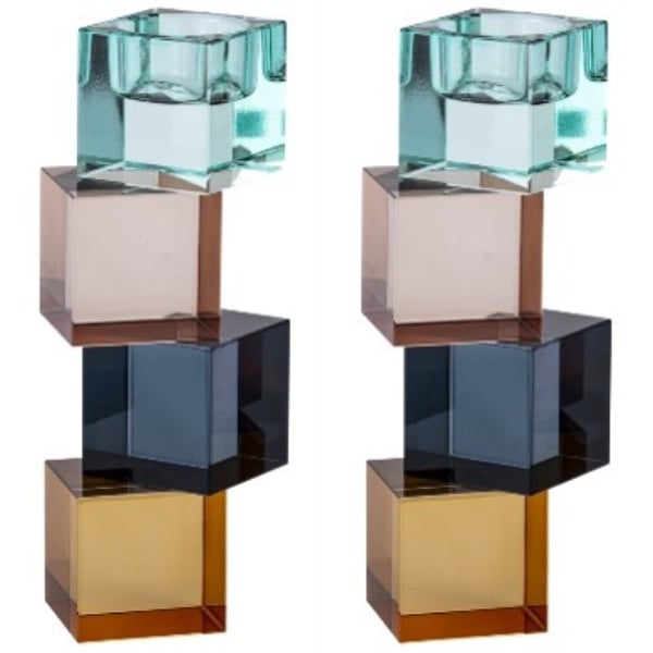 55085 7.5 in. Colored Crystal Candlesticks & Tealight Holders - Reversable