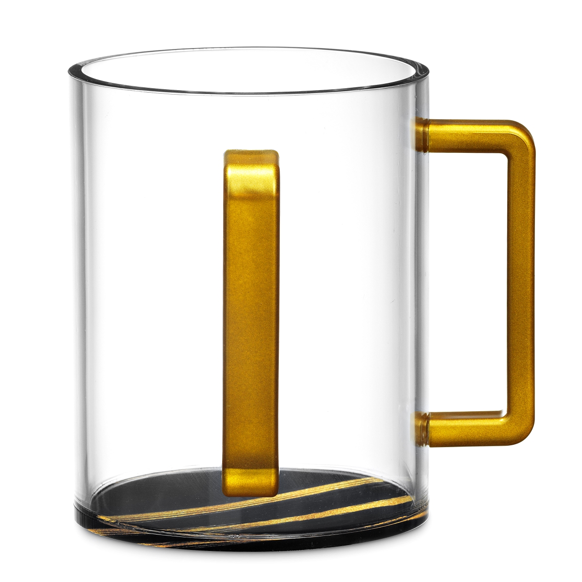 55095 Premium Acrylic Washing Cup - Gold Trim & Marble Bottom