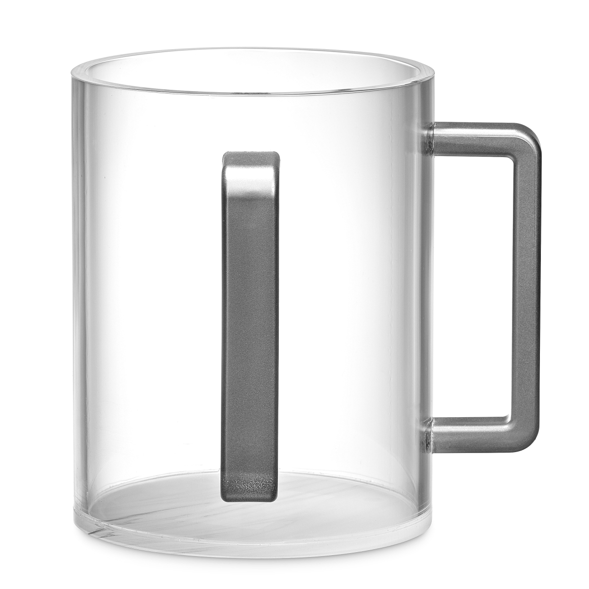 55097 Premium Acrylic Clear Washing Cup - Silver Handle Gray Marble Base
