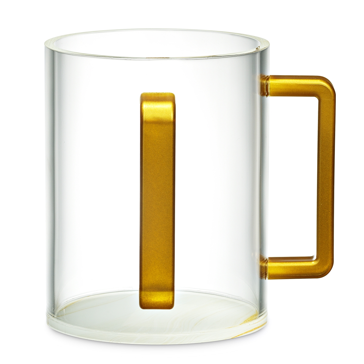 55098 Premium Acrylic Clear Washing Cup - Gold Handle - Gold & White Marble print