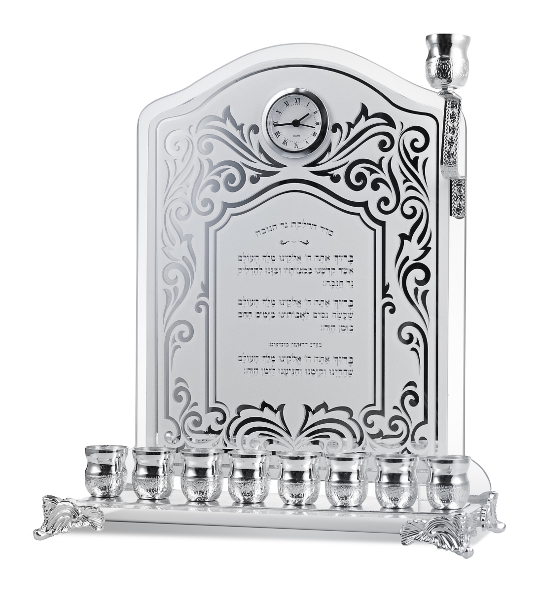 60551 14 x 9.5 in. Acrylic Wall Menorah with Clock