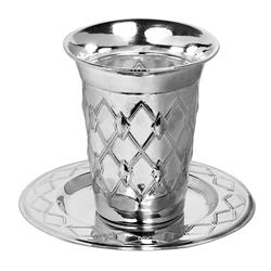 Picture of A&amp;M Judaica and Gifts 58027 Silver Plated Kiddush Cup Set - 3 x 5 in. Diamond Design