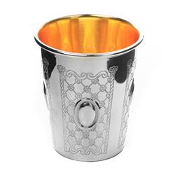 Picture of A&amp;M Judaica and Gifts 58060C 5.5 oz XP Flower Design 925 Silver Coated Kiddush Cup - 3 in.