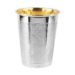 Picture of A&amp;M Judaica and Gifts 58061C 6 oz Diamond Design 925 Silver Coated Kiddush Cup - 3.5 in.