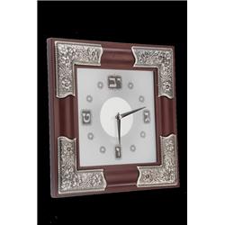 11.5 x 11.5 in. Clock with Aleph Beth Wood & Pewter