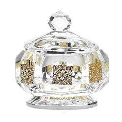 Picture of A&amp;M Judaica and Gifts 13495-2G Crystal Honey Dish Octagon Shape Gold Cubes