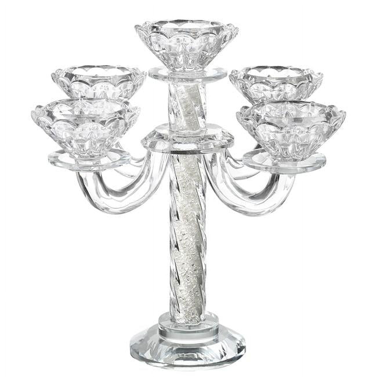 Picture of A&amp;M Judaica and Gifts 15947 5 Branch Candlestick Crystal Curled  8.5 in.
