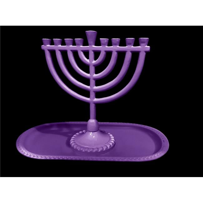 Picture of A&M Judaica & Gifts 59057 6 x 6.5 in. & 8.4 in. Hanukkah Menorah & Tray Set, Purple