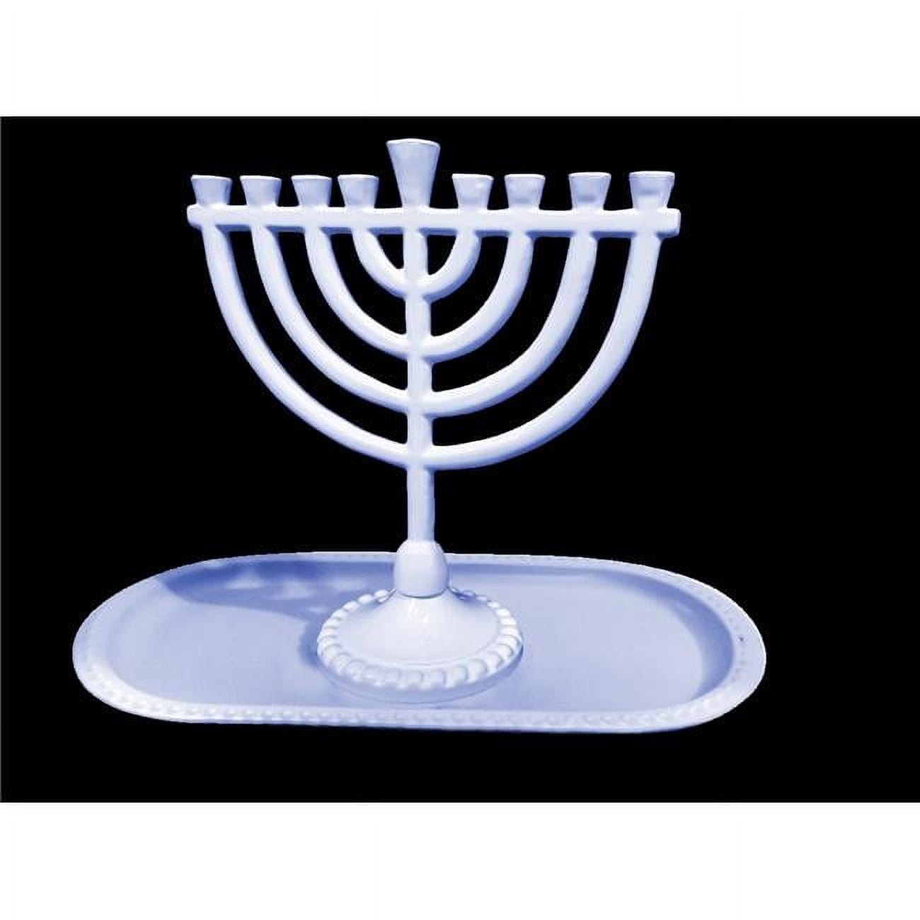Picture of A&M Judaica & Gifts 59060 6 x 6.5 in. & 8.4 in. Hanukkah Menorah & Tray Set, Navy