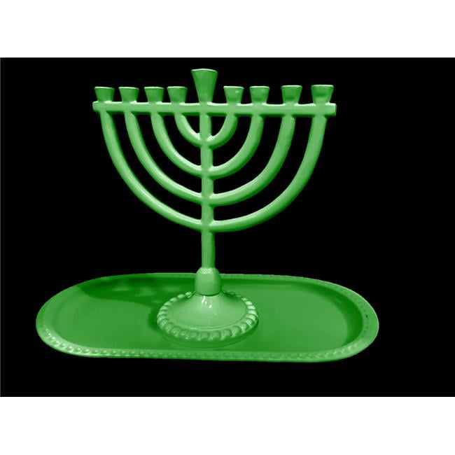 Picture of A&M Judaica & Gifts 59061 6 x 6.5 in. & 8.4 in. Hanukkah Menorah & Tray Set, Green