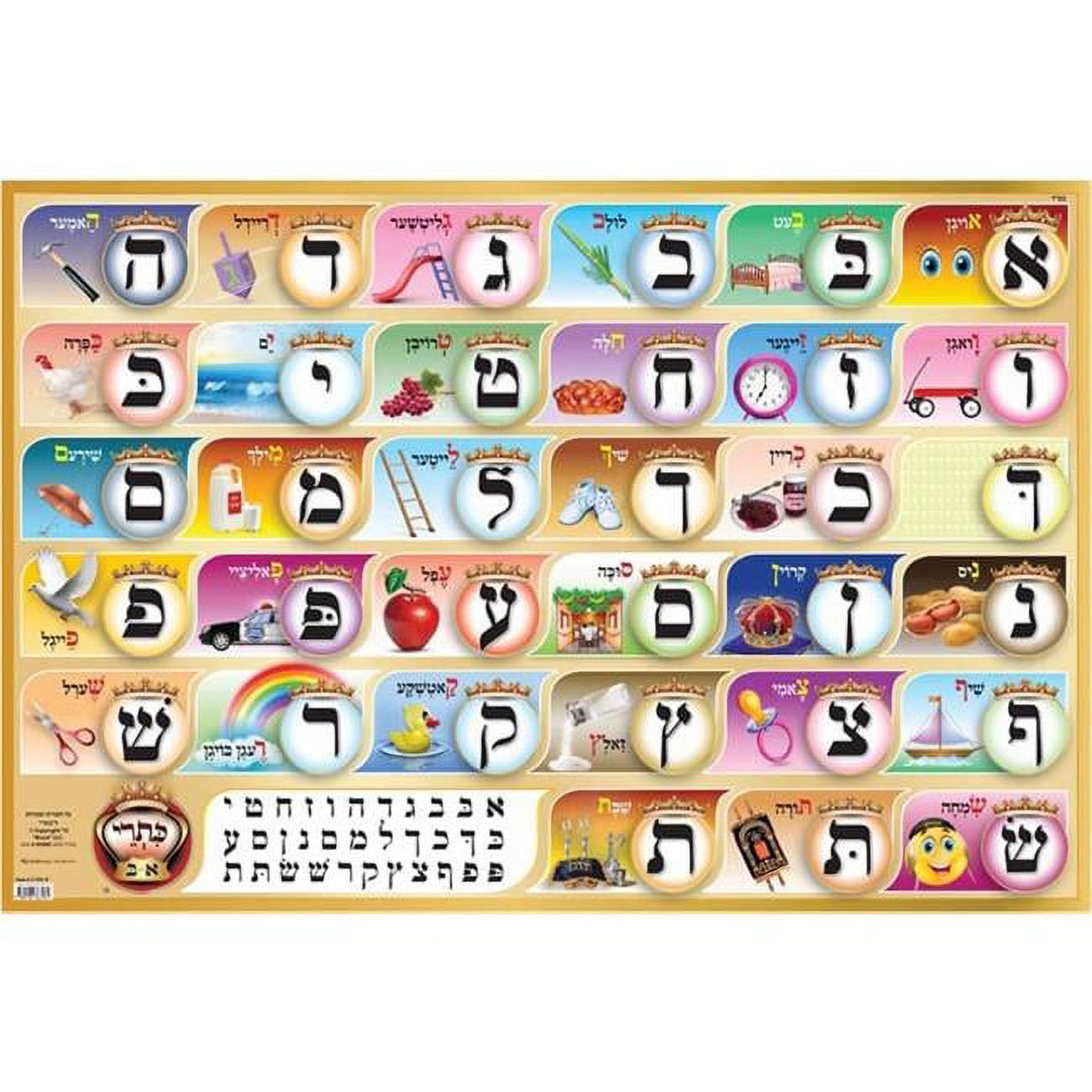 Picture of A&M Judaica & Gifts SSYD1B 13 x 19 in. Small Aleph Beth Educational Poster - Yiddish with Pictures