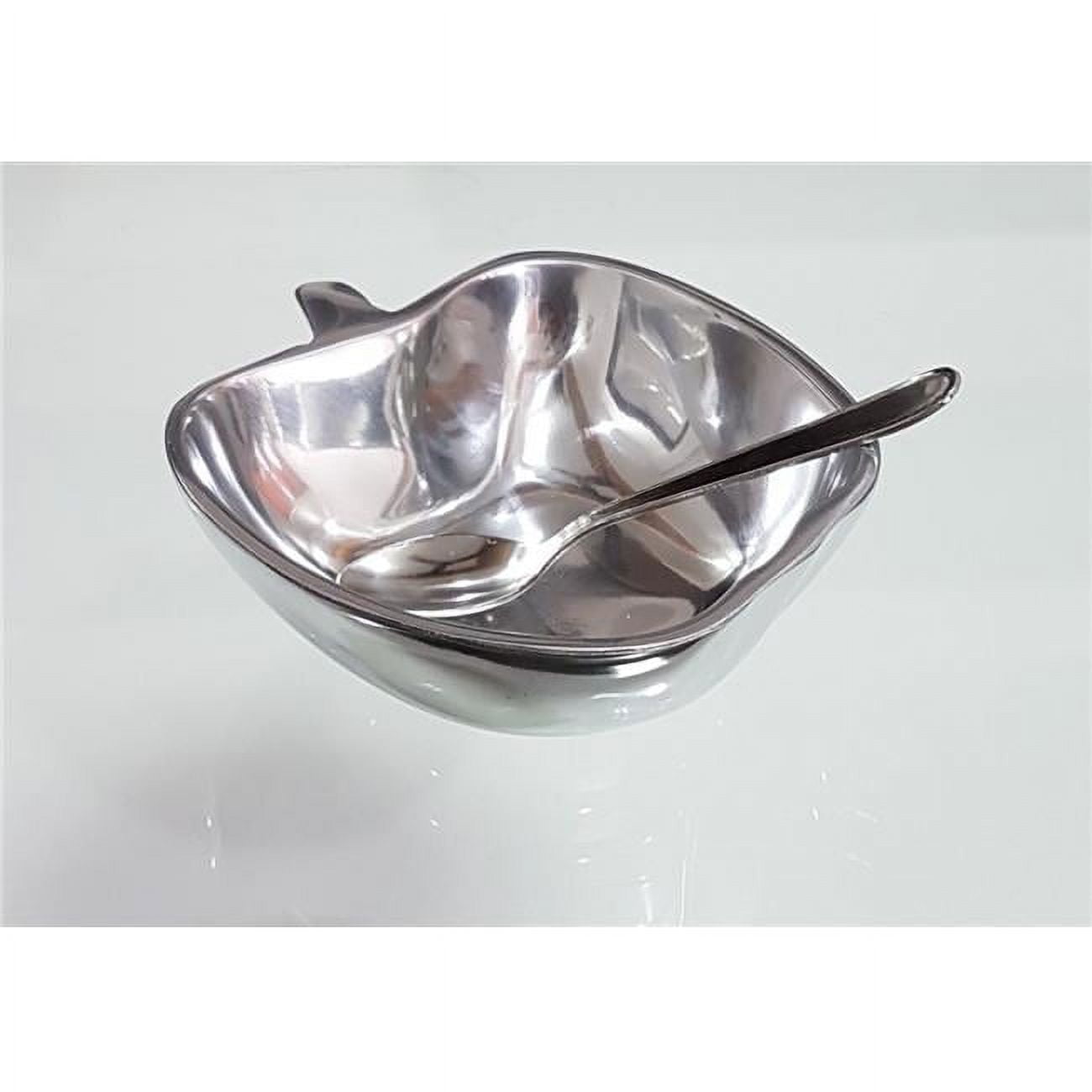 Picture of A&M Judaica & Gifts 59315 Nua Honey Dish Apple Shape Polished Aluminum with Spoon
