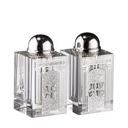 Picture of Schonfeld Collection 128107 3 x 1.5 in. Silver Sabbath Crystal Salt & Pepper Set