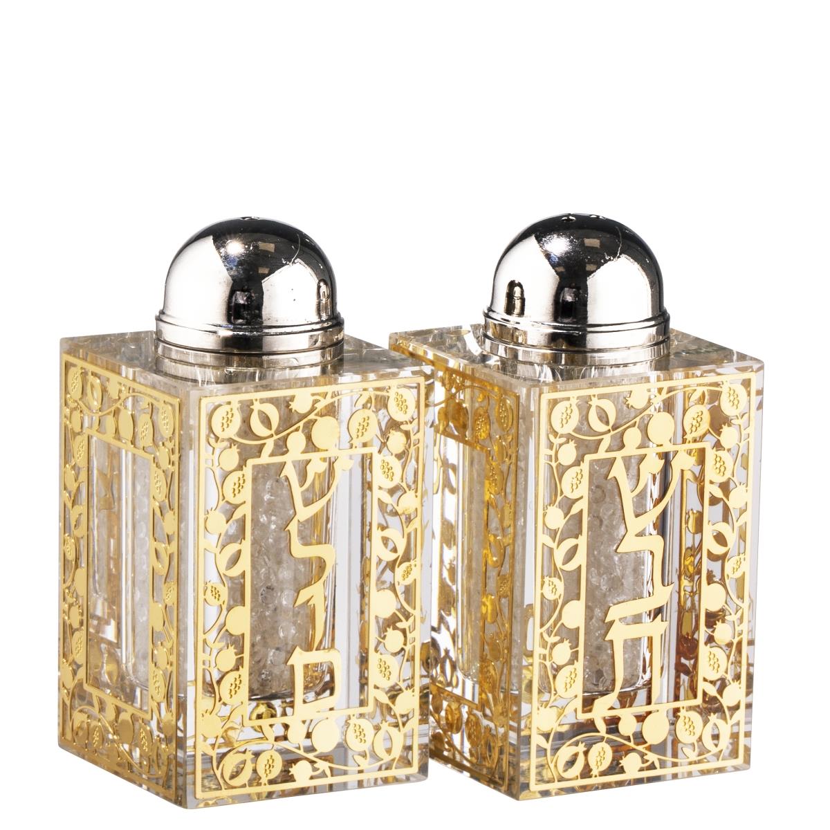 Picture of Schonfeld Collection 153854 3 x 1.5 in. Salt & Pepper Set&#44; Jerusalem Gold with Broken Glass