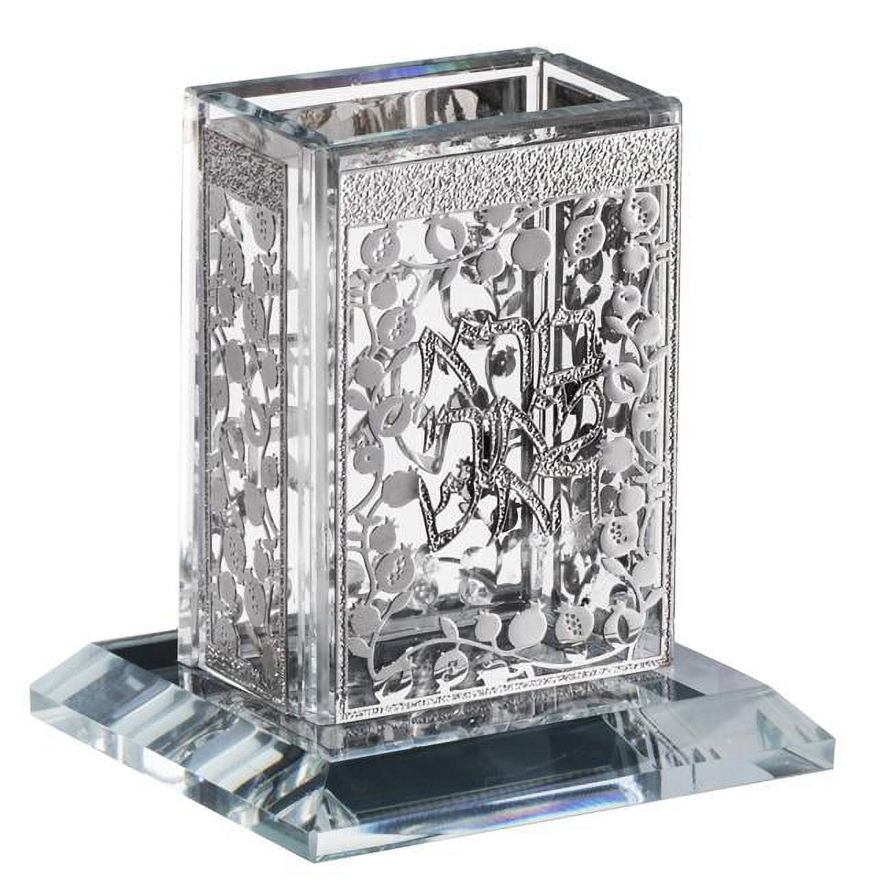Picture of Schonfeld Collection 16532 3 x 3.5 in. Crystal Havdalah Holder, Pomegranate Silver