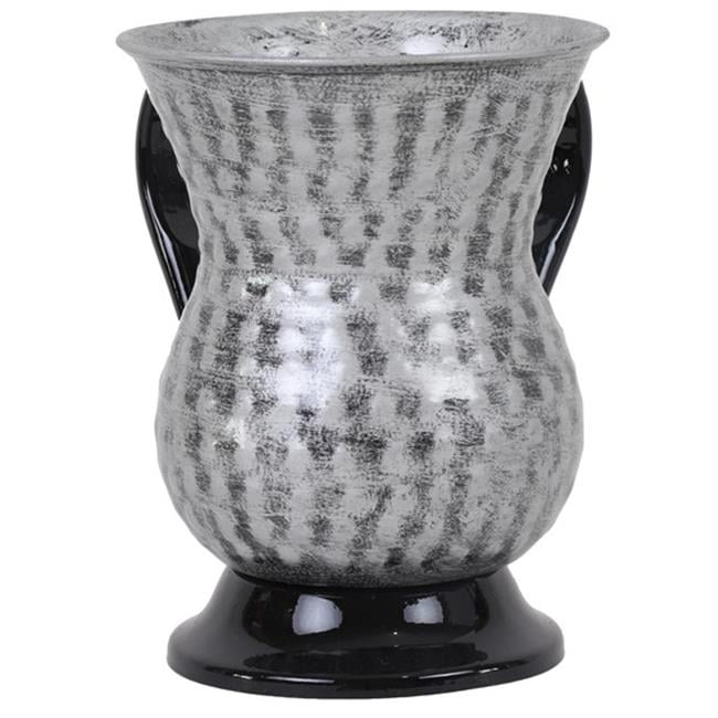 Stainless Steel Silver Washing Cup with Black Handles & Stem
