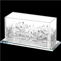 Picture of Schonfeld Collection 16428 Matzah Holder Crystal with Silver Jerusalem - 10 x 5.5 x 4.5 in.