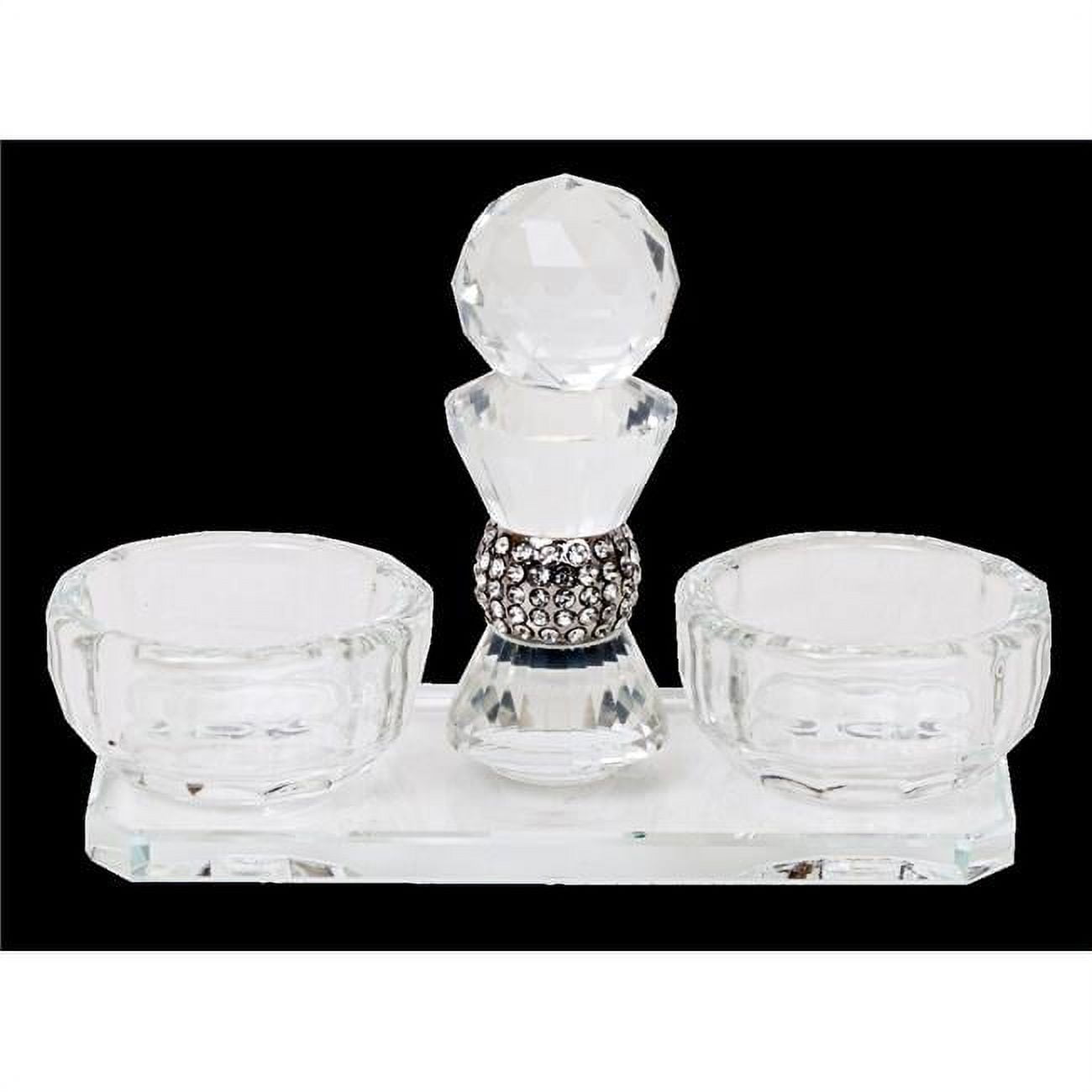 Picture of Schonfeld Collection 17761 Crystal Salt & Pepper Holder with Silver Stones