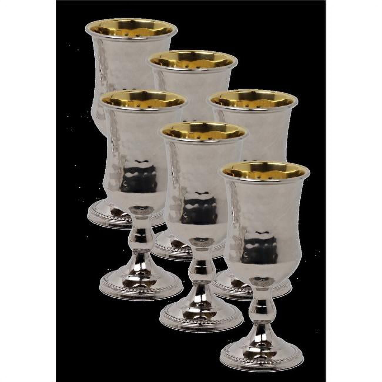 2.2 oz Brass Wine Cups Gold Inside - Set of 6