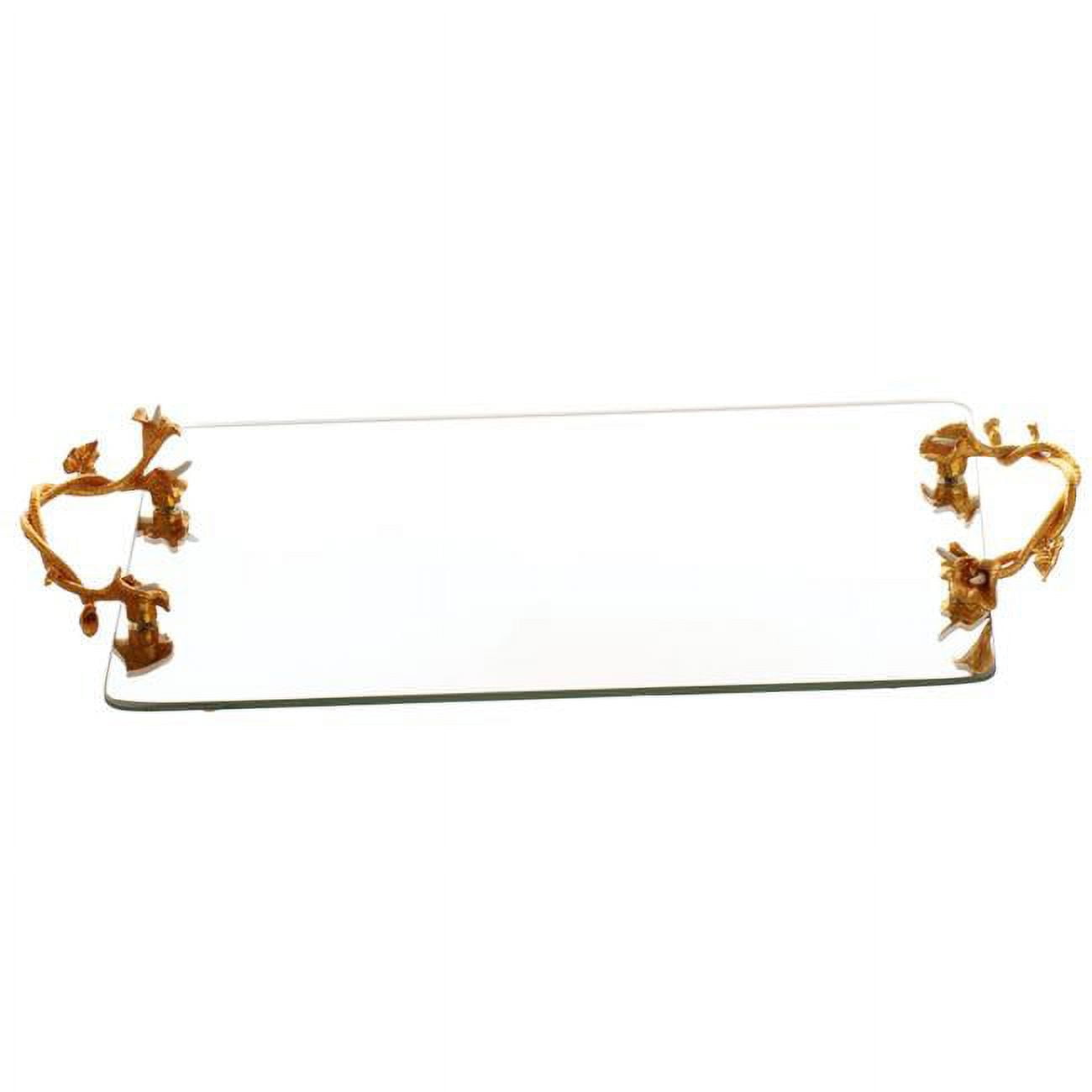 Picture of Brilliant Gifts 2002.224.59 20 x 10.5 in. Oblong Mirror Tray with Gold Handles, Large