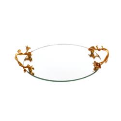 Picture of Brilliant Gifts 2005.224.56 10.6 in. Round Mirror Tray with Gold Handles