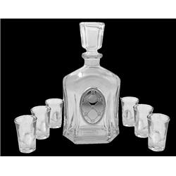 Picture of Hadad Bros 17180 Bottle Pyramid & 6 Cups Chess Liquer Set&#44; Silver