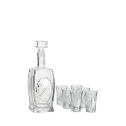 Picture of Hadad Bros 17381 Bottle & 6 Cups Chess Liquor Set&#44; Silver