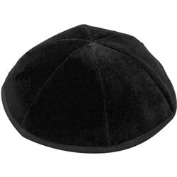 4 Part Black Yarmulke with Rim, Size 2