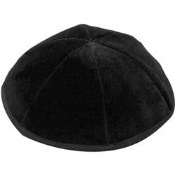 4 Part Black Yarmulke with Rim, Size 3