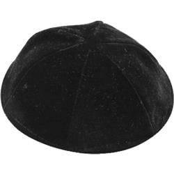 6 Part Black Rimless Yarmulke, Size 3