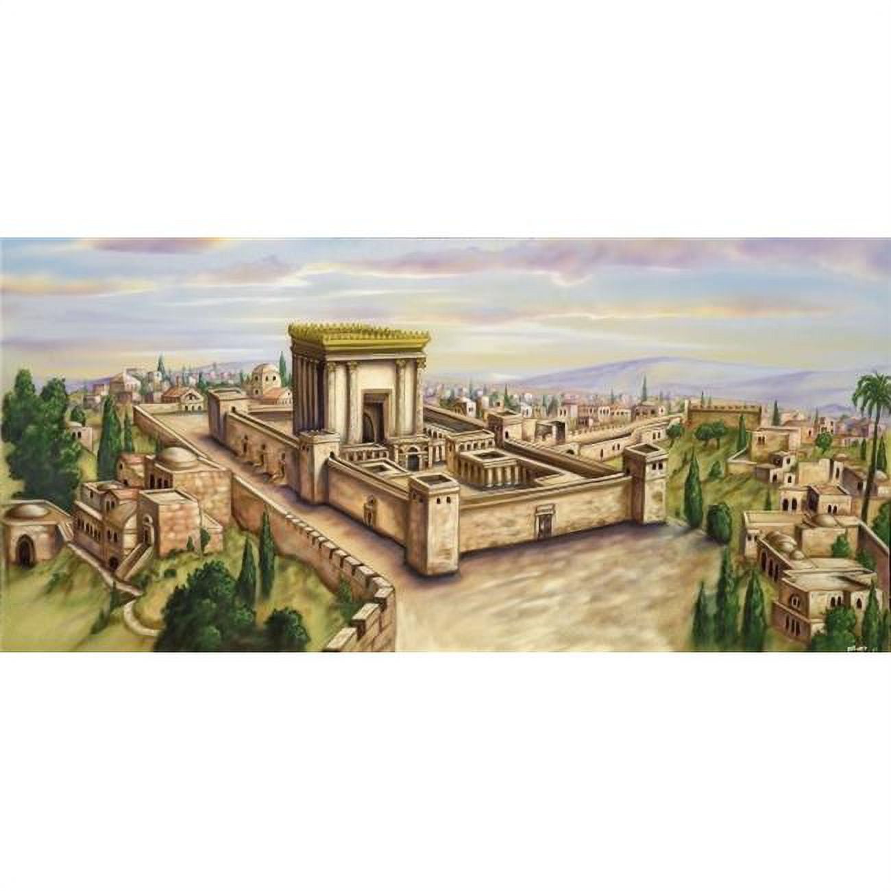 4 ft. 7 in. x 10 ft. Extra Large Fabric Beit Hamikdash Print Sukkah Mural Decoration