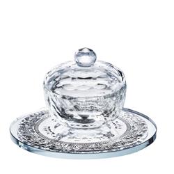 Picture of Schonfeld Collection 16522 5 x 3 in. Crystal Honey Dish with Jerusalem Silver - Pack of 3