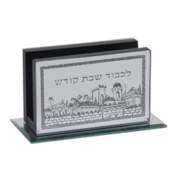Picture of Schonfeld Collection 55573 4.5 x 3 in. Napkin & Matchbox Holder with Mirror Base Jerusalem