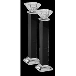 Picture of Schonfeld Collection RQ589L 10.5 in. Crystal Candlesticks, Black - Set of 2