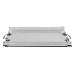 Picture of Schonfeld Collection SZ031LC 12 x 16 in. Crystal Mirror Tray Silver Handles, Clear - Large