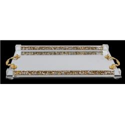 Picture of Schonfeld Collection SZ031MG 10 x 14 in. Crystal Mirror Tray with Gold Handles, Medium