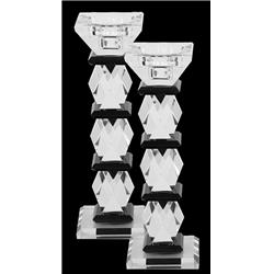Picture of Schonfeld Collection ZM6027 8 in. Black & Clear Crystal Triangular Design Candlestick Set