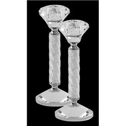 Picture of Schonfeld Collection 16020 7 in. Crystal & Silver Candlesticks
