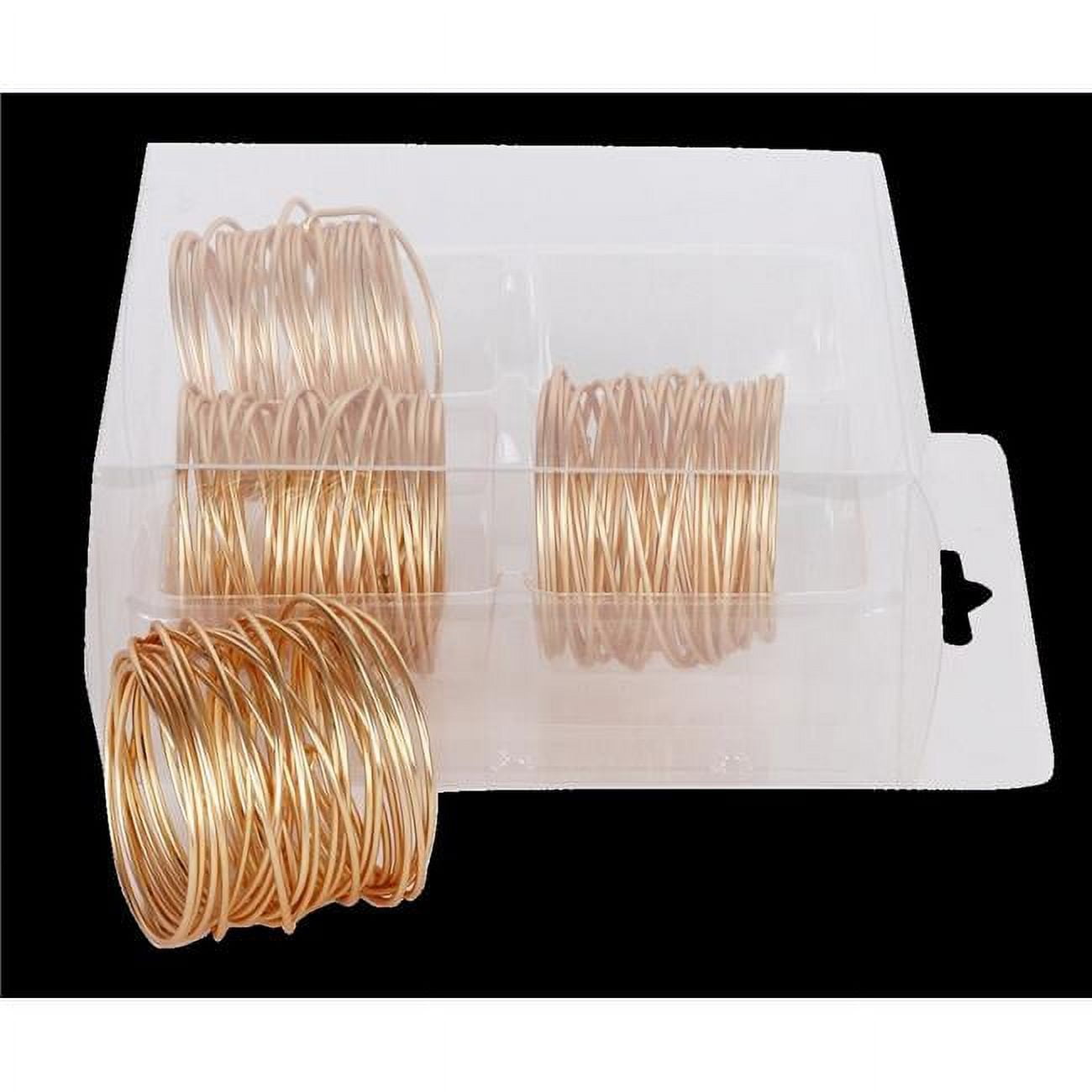 Picture of Schonfeld Collection 181292 Gold Wired Napkin Ring in PVC Box, Set of 4