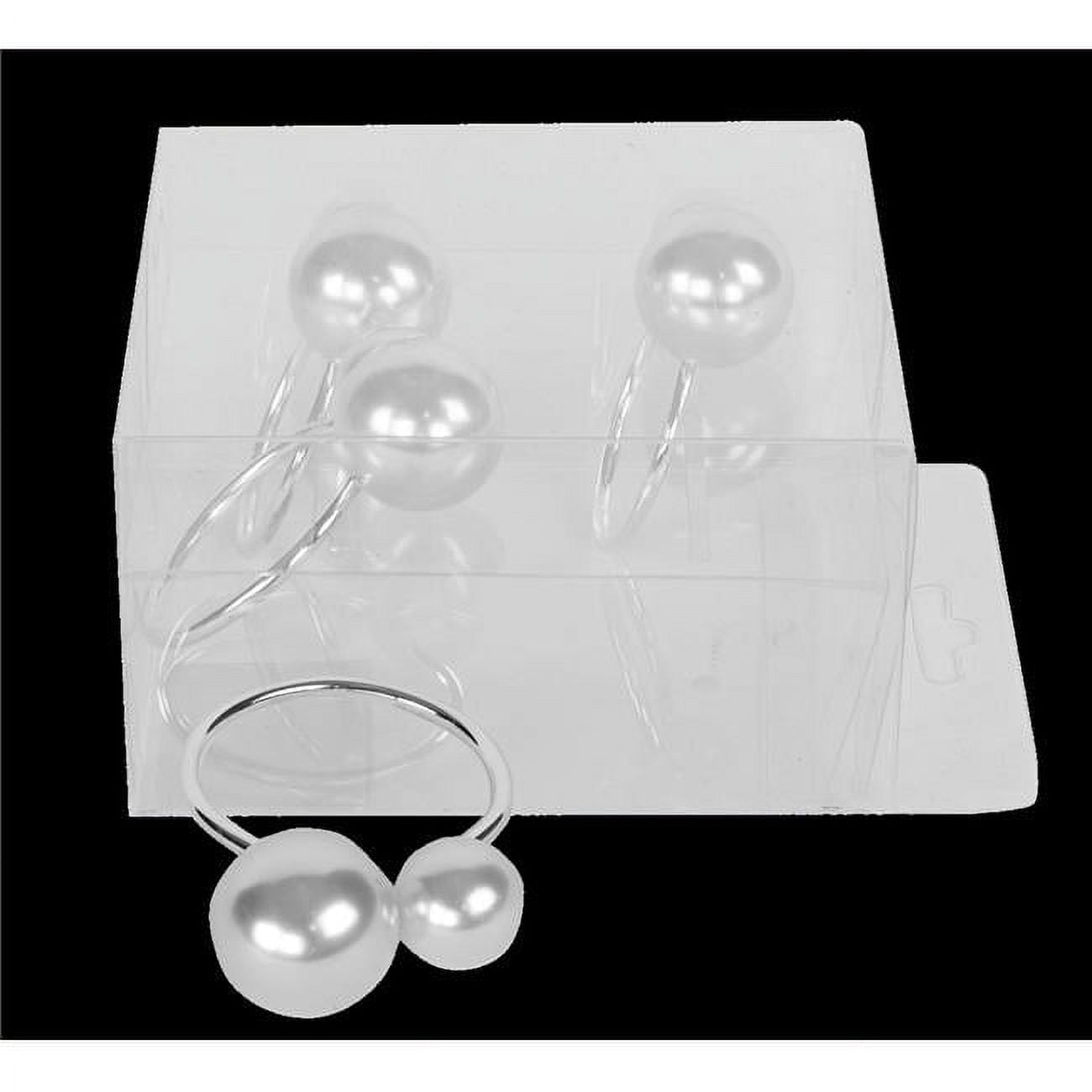 Picture of Schonfeld Collection 181506 Silver & White Pearls Napkin Ring in PVC Box&#44; Set of 4